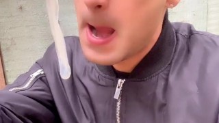 Straight friend left his used condom in garden house so I drink his cum, put condom on and jerk off