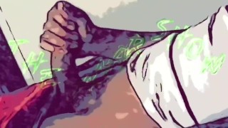 Comic cartoon and real dick Dl guy jack off quickie after sex second nut bbc stroke cum 