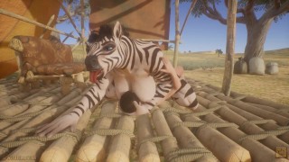 Safari Park with Horny Zebra Furry Girl