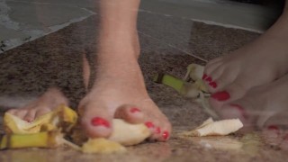 PETIT Young Woman Crushing BANANAS With Her Beautiful Bare FEET | Aesthetic Fetish Film