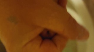 Husband sneaks off to the bathroom to jerk off