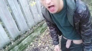 Cumshot on own hand and eating own cum outside