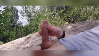 Young twink jerking off his dick at a beach young stud cruising at a nude beach young bisexual male 