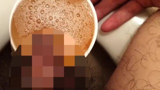 Hairy Japanese uncircumcised penis Morning pee