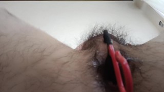 Hairy Japanese uncircumcised penis Masturbating with VR device and anal orgasm contractions Part1