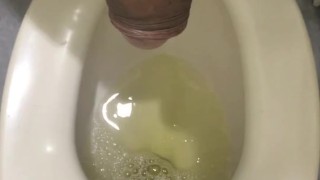 包茎チンチンが催して、地下鉄のトイレの個室で放尿。
