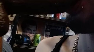 Sissy femboy slut deepthroats BBC dildo 