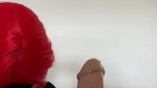 Crossdresser sissy Throat training