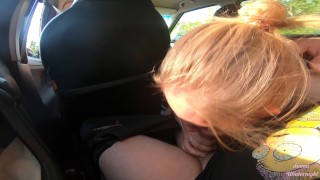 Risky Car Blowjob During Taxi Ride