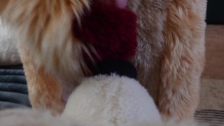 POV fursuit muzzle fuck and cumshot