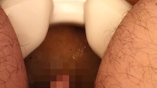 Hairy Japanese pee on uncircumcised cock. It's not a two way but foreskin made it come out wide.