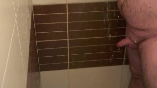 Solo fat male with small pp taking shower