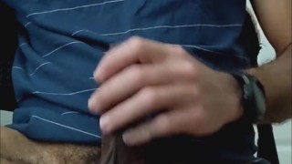 BBC playing with foreskin and jacking off