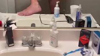 Moaning from huge dildo before I shower 