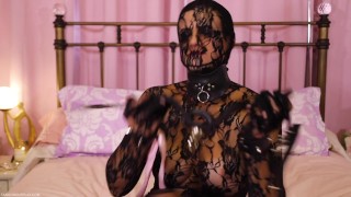 Lace Zentail Suit and Gag Masturbation | Penny Barber Fetish Webcam Show