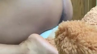 Dry Humping My Teddy Bear w A THONG On | EXTREMELY Hairy Black Pussy