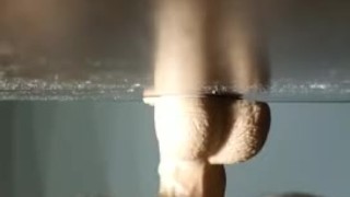 Thick ass riding dildo