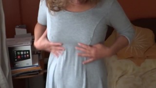 Beautiful 58-year-old mature showing off her delicious tits for them to masturbate