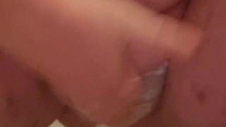 Chubby play with dick clit in panty and cum