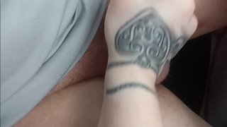 Big cumshot hand job while driving