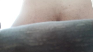 Masturbation with artificial vagina. Anal orgasmic contractions with ejaculation. From behind.