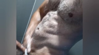 Happy ending after a workout in public shower 