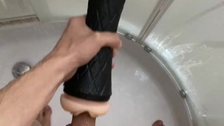 Jerking off with my toy in the shower