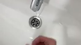 Jerking off my big dick and cum in bathroom 