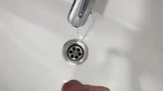 Jerking off my big dick and cum in bathroom 