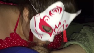 Tamera Nicole deepthroating while using dildo