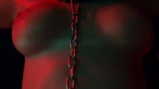 Bound girl with delicious oiled shapes has multiple wet trembling orgasms by fuck machine