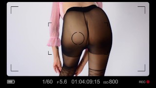 me pruebo medias y se me ve la vagina // detrás de camara