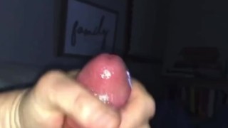 Stroking with nice messy sloppy sounds and cum