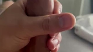 Stroking my big white cock 