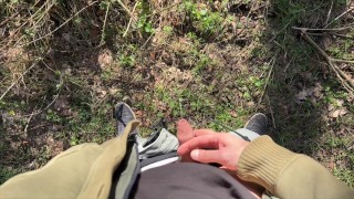 guy with big foreskin takes a piss