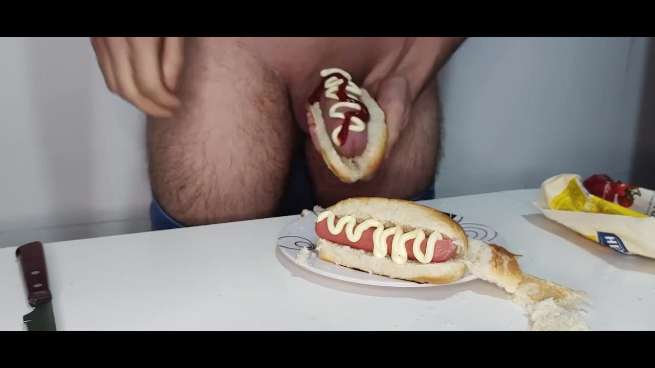 Food porn 3 - Hot Dogs - Smearing my dick in toppings