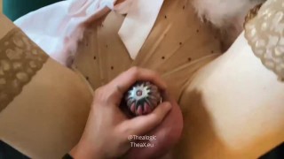 Pegging my sissy gimp in permanent chastity