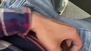 Horny guy plays with monster cock at work 