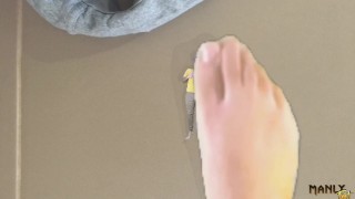 IT’S YOUR TURN - TO GET STEPPED ON - TINY MAN SMOTHERED BY MY BIG FEET & SOCKS - MANLYFOOT 🦶 🧍🏻