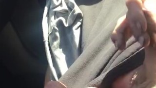 Homeless white guy jacking off for ride NO CUM