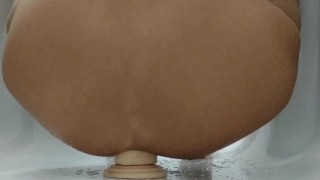 Fist ride in a shower, ass gaping