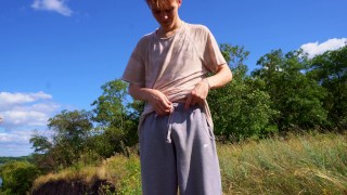 Summer fun of two young guys. Sucking by the sea