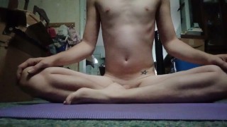 Sissy doing naked morning yoga/stretching