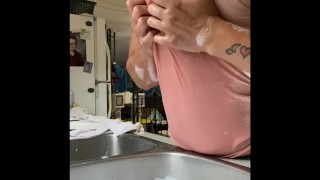 Dirty dishes soapy tits