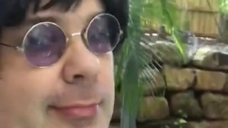 Stevo00a (Me) In JohnLennon Wig Naked in Backyard (- private backyard- not public)