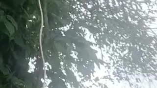 Sean takin a full bag enema outddoors till squirt