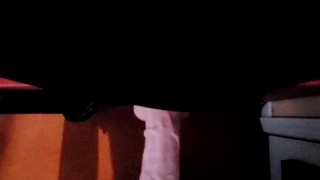 goth femboy cums on huge dildo