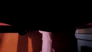 goth femboy cums on huge dildo