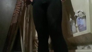 Piss desperation in Leggings after long workout!