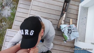 Hot Backyard Blowjob Cum in Mouth